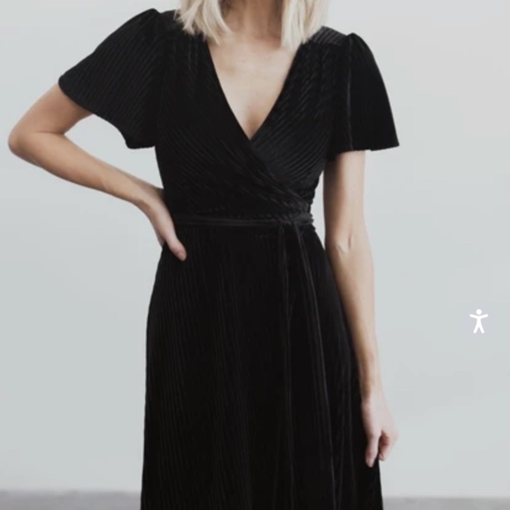 Baltic Born Andi Ribbed velvet black dress NWT